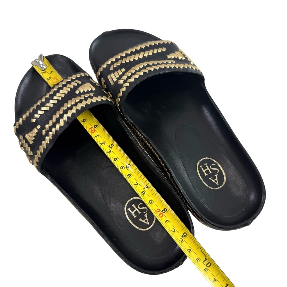 Ash Ulla Black Gold Leather Slide Sandals Size 36/ US 5.5-6 - Picture 13 of 16